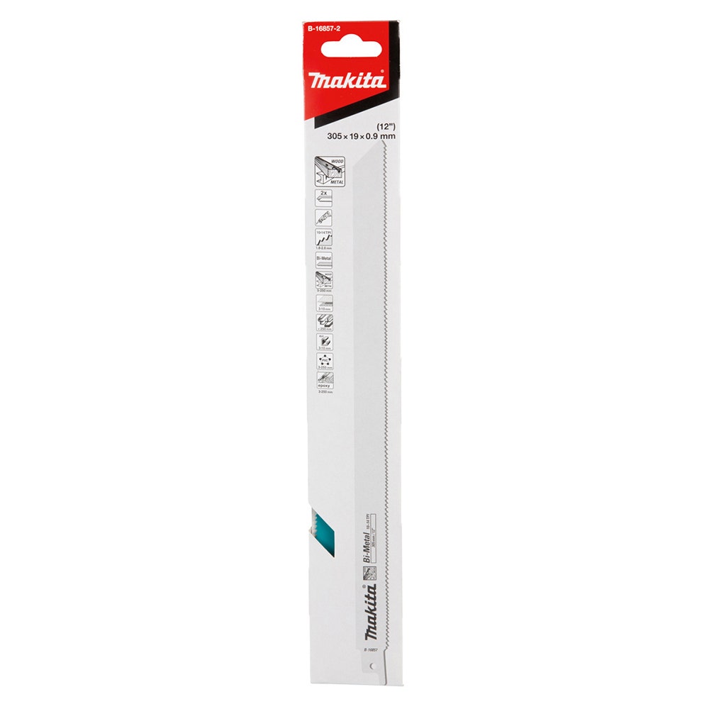 MAKITA 305mm 10-14TPI Bi-Metal Reciprocating Saw Blade for Wood and Metal Cutting - 2 Piece B-16857-2