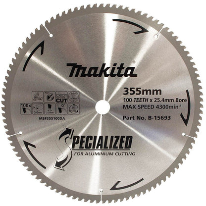 MAKITA 355mm 100T TCT Circular Saw Blade for Aluminium Cutting - SPECIALIZED B-15693
