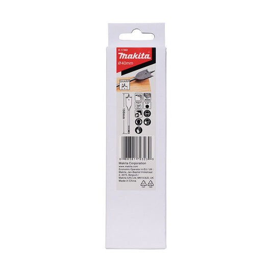 MAKITA 40 X 150mm Flat Wood Spade Bit - 1 4 Hex E-17360