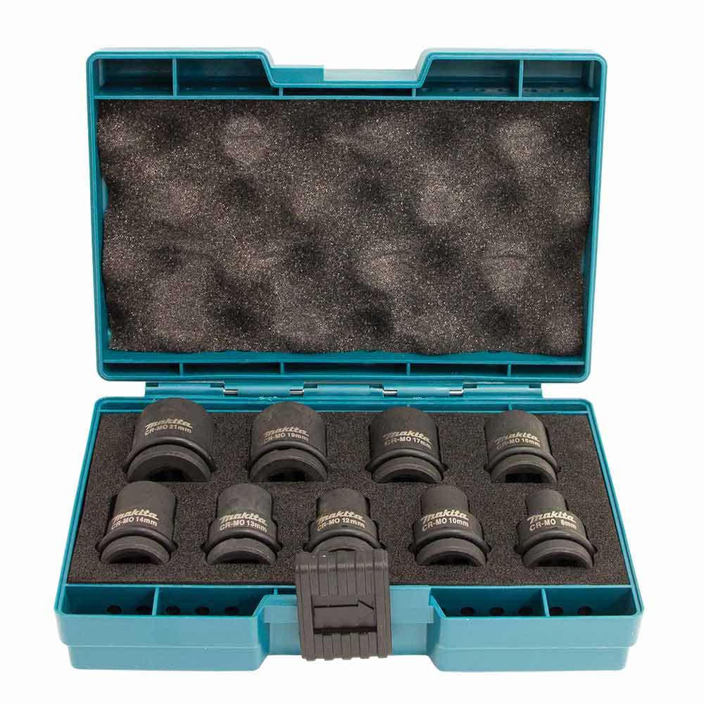 MAKITA 9 Piece 1 2 Square Drive Metric Impact Socket Set B66232