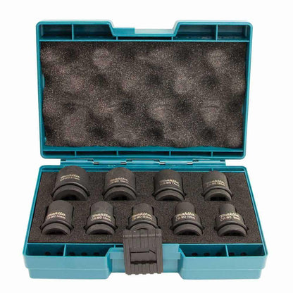 MAKITA 9 Piece 1 2 Square Drive Metric Impact Socket Set B66232