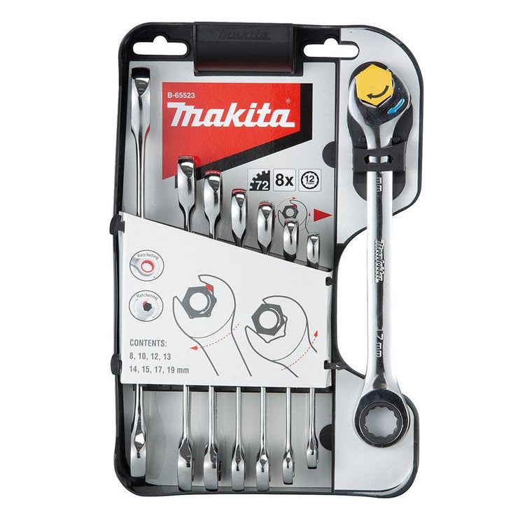 MAKITA Double Ratchet Wrench Set - 8 Piece B-65523