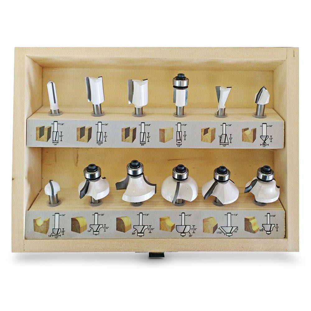 MAKITA Economy TCT Router Bit Set - 1 4inch Shank - 12 Piece D-53584