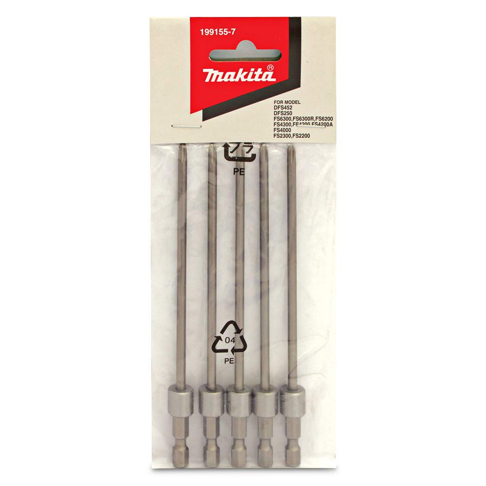 MAKITA PH2 x 130mm Phillips Power Screwdriver Bit suits MAKITA Collated Screwguns - 5 Piece