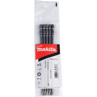 MAKITA PH2 x 162mm Phillips Screwdriver Bit - 5 Piece B10481