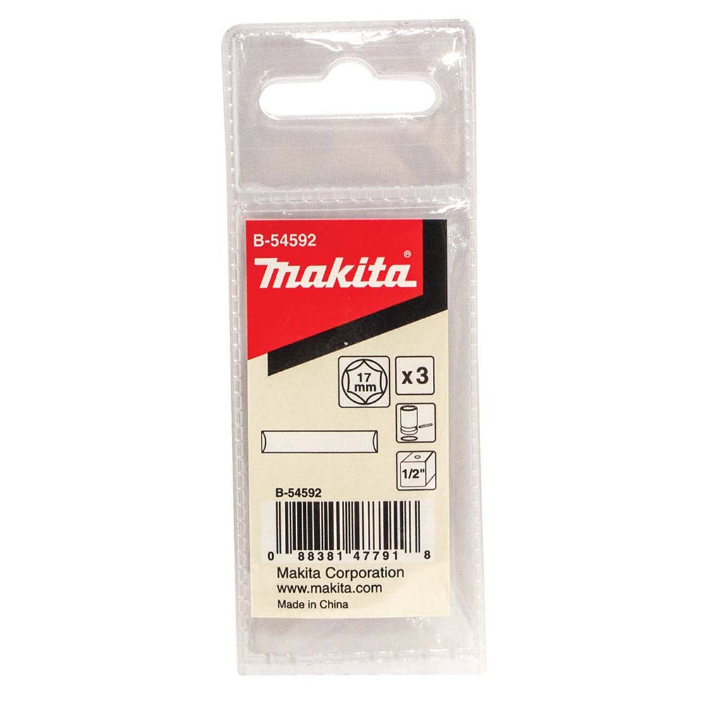 MAKITA Pin Set 1 2 Impact Socket 17mm - 3 Piece B-54592