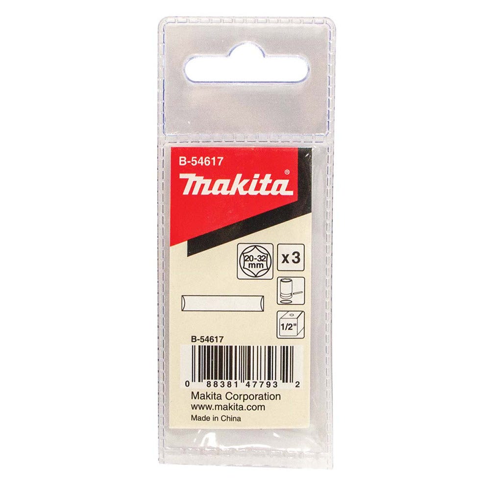 MAKITA Pin Set 1 2 Impact Socket 20mm-32mm - 3 Piece B-54617
