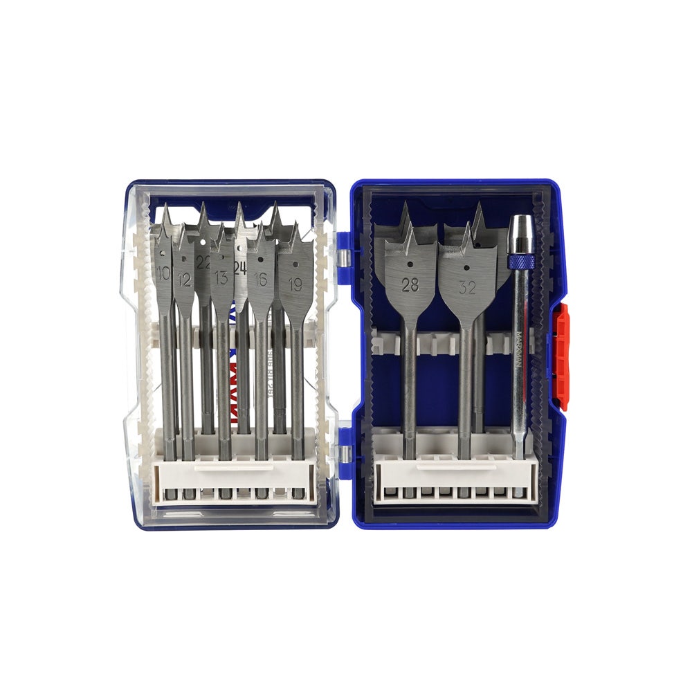 MARXMAN 10-38mm Spade Wood Drill Bit Set w Extension Bar - 13 Piece MSBS13PC
