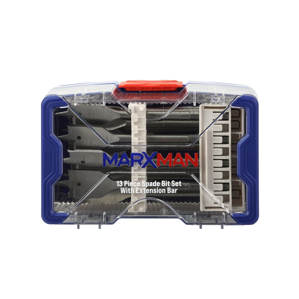 MARXMAN 10-38mm Spade Wood Drill Bit Set w Extension Bar - 13 Piece MSBS13PC