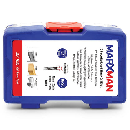 MARXMAN 16-25mm 1 2-Sh HSS Reduced Drill Bit Set - 5 Piece MREDSK5PC
