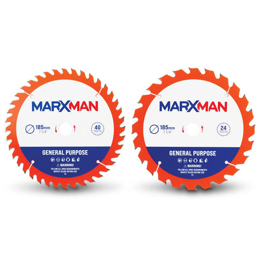 MARXMAN 185x20mm 24T 40T TCT Wood Circular Saw Blade Set - 2 Piece MMCSS1852440