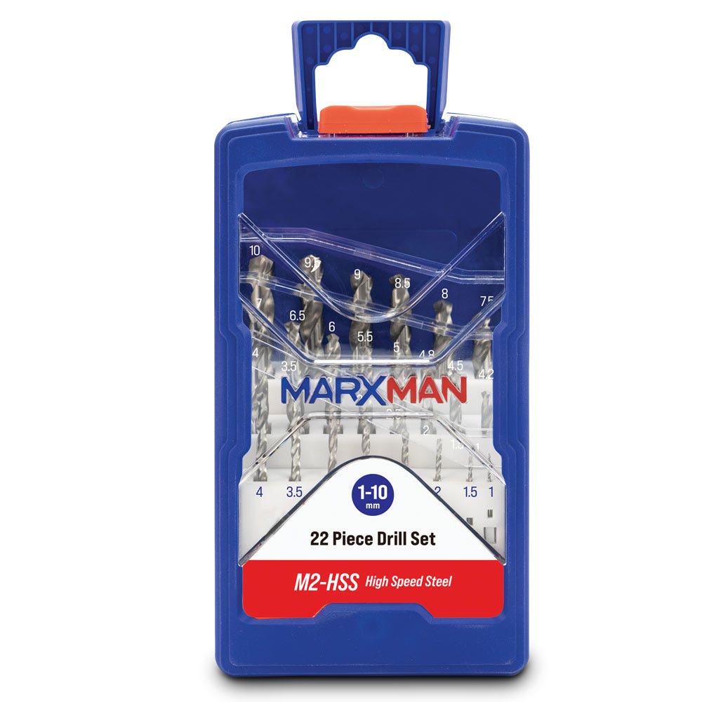 MARXMAN 1-10mm HSS Jobber Drill Bit Set - 22 Piece MHSSSET22PC