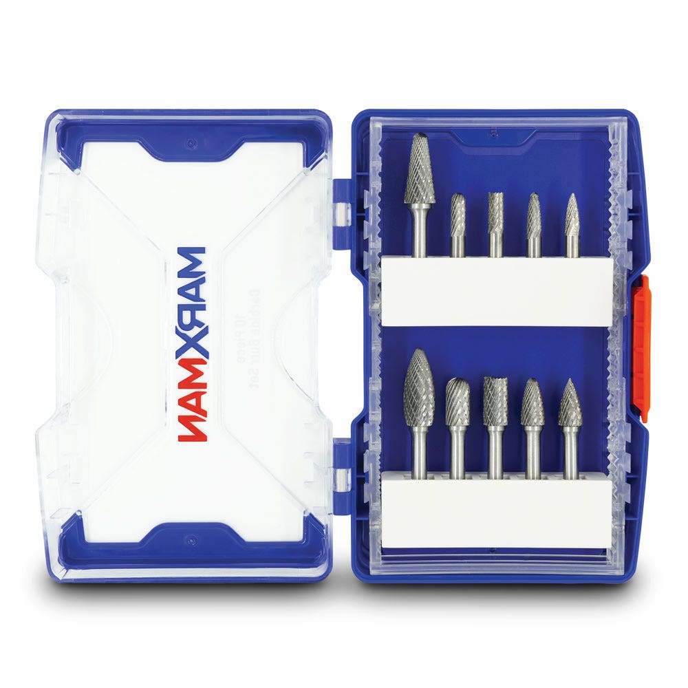 MARXMAN 1 4-Sh D-Cut Carbide Burr TC Bit Set - 10 Piece MCBS10PC
