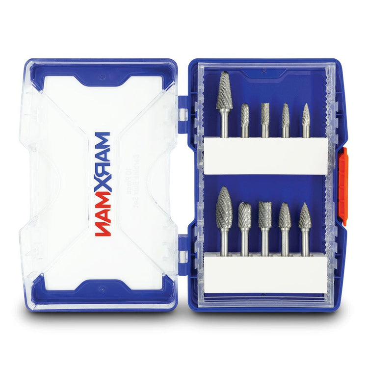 MARXMAN 1 4-Sh D-Cut Carbide Burr TC Bit Set - 10 Piece MCBS10PC