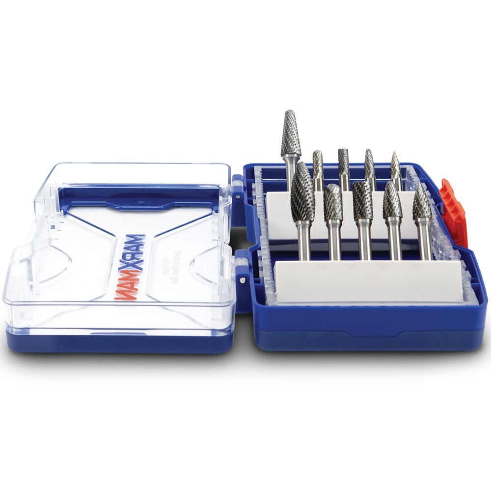 MARXMAN 1 4-Sh D-Cut Carbide Burr TC Bit Set - 10 Piece MCBS10PC