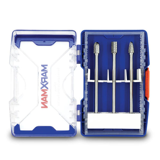 MARXMAN 1 4-Sh D-Cut Long Carbide Burr TC Bit Set - 3 Piece MCBLS3PC