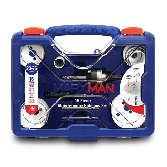 MARXMAN 20-76mm Bi-Metal Wood Maintenance Holesaw Set - 16 Piece MHSBIM16PC