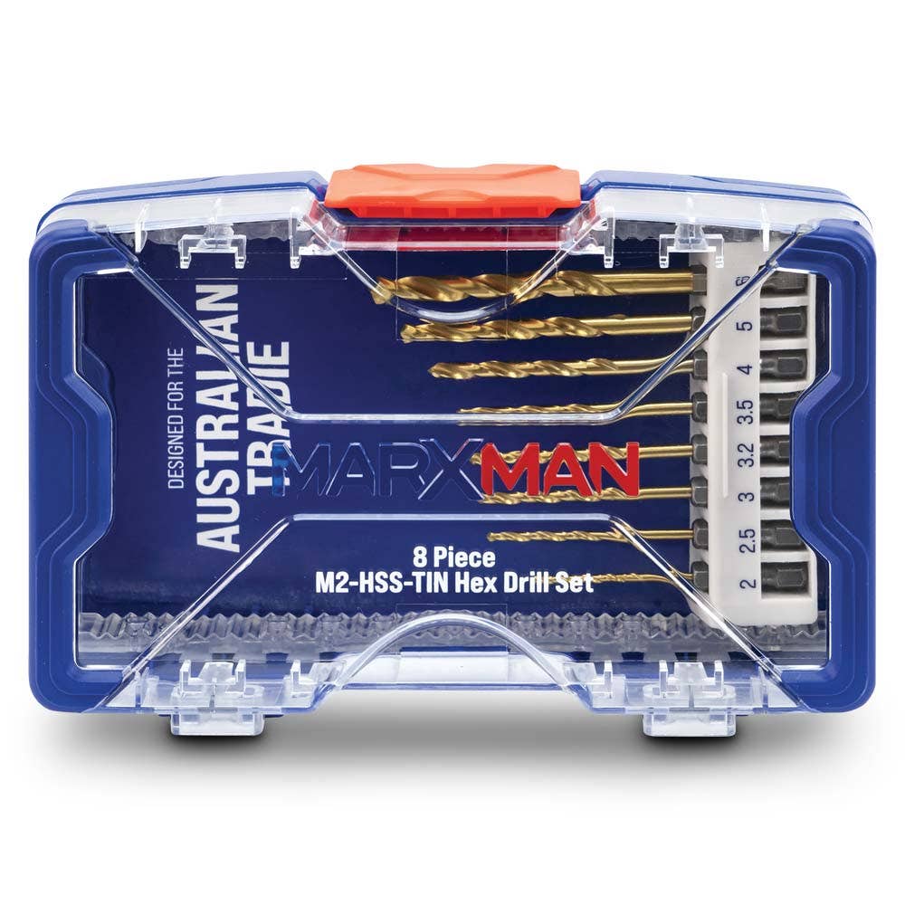MARXMAN 2-6mm 1 4-Hex HSS-Tin Q C Drill Bit Set - 8 Piece MHSSHX8PC