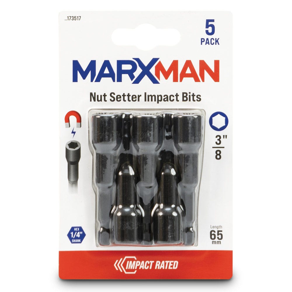 MARXMAN 3 8x65mm Magnetic Power Impact Nutsetter Bit - 5 Piece MN38655PC