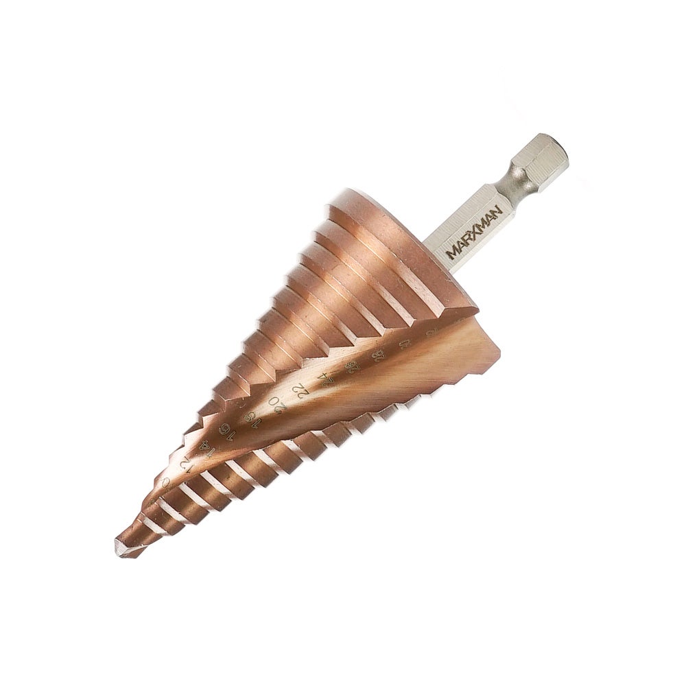 MARXMAN 4-12 4-20 6-35mm HSS COBALT Spiral Flute Step Drill Set - 3 Piece MSDSPCOSET3PC