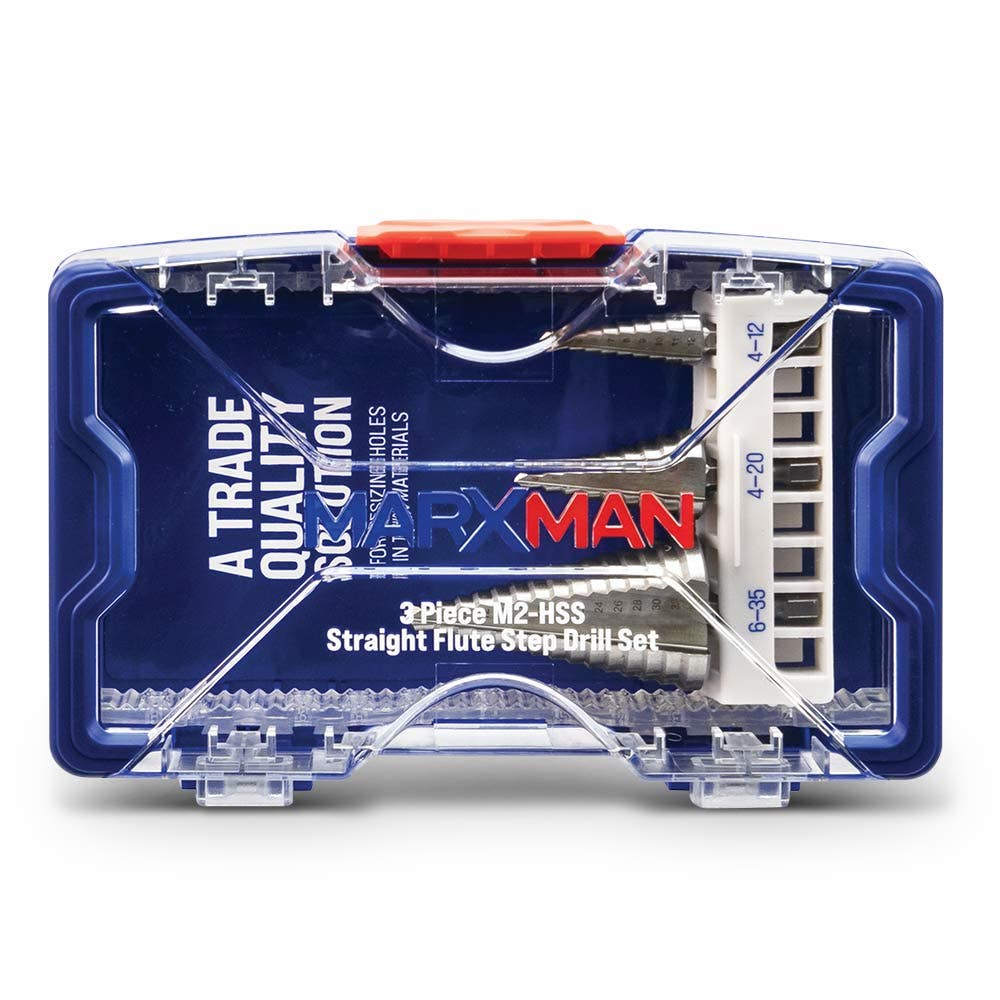 MARXMAN 4-12 4-20 6-35mm HSS Step Drill Bit Set - 3 Piece MSDSET3PC