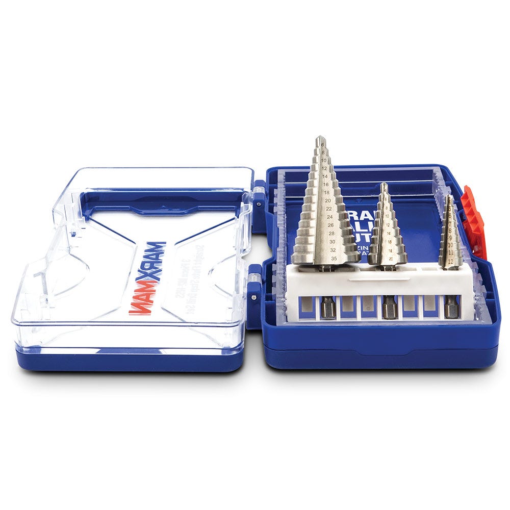 MARXMAN 4-12 4-20 6-35mm HSS Step Drill Bit Set - 3 Piece MSDSET3PC