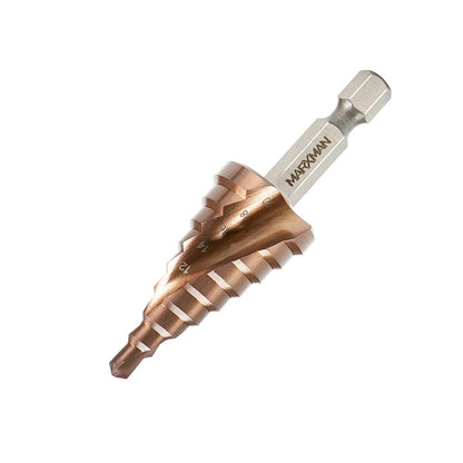 MARXMAN 4-12 4-20 6-35mm HSS COBALT Spiral Flute Step Drill Set - 3 Piece MSDSPCOSET3PC