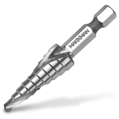 MARXMAN 4-12mm 1 4-Hex HSS Metal 9-Step Spiral Drill Bit MSDSP412HX