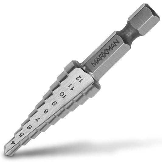 MARXMAN 4-12mm 1 4-Hex HSS Metal 9-Step Drill Bit MSD412HX
