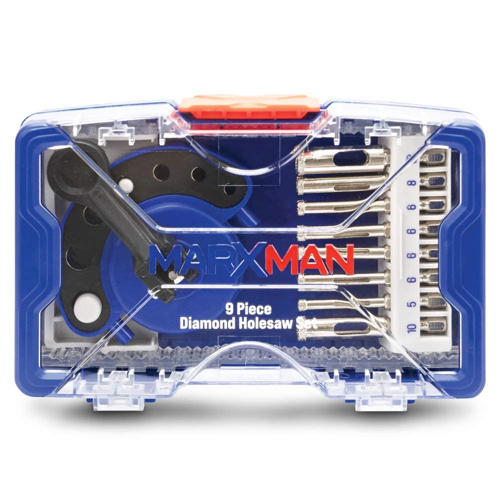 MARXMAN 5-12mm Diamond Grit w Guide Holesaw Bit Set - 9 Piece MHSDIA9PC