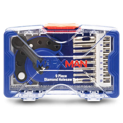 MARXMAN 5-12mm Diamond Grit w Guide Holesaw Bit Set - 9 Piece MHSDIA9PC