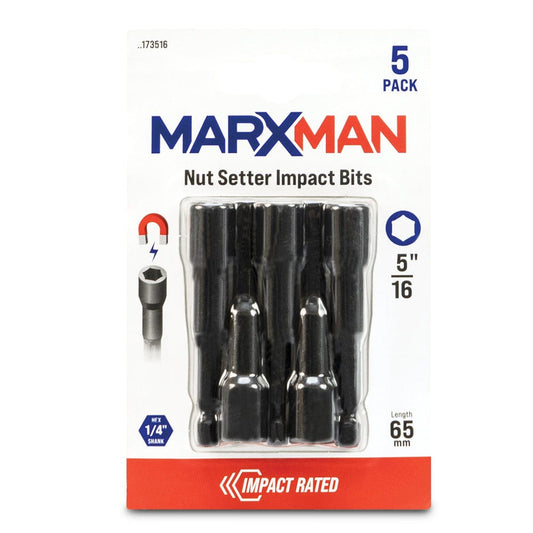 MARXMAN 5 16x65mm Magnetic Power Impact Nutsetter Bit - 5 Piece MN516655PC