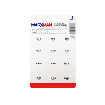 MARXMAN Circular Saw Blade Reduction Bush Set - 12 Piece MRBS12PC