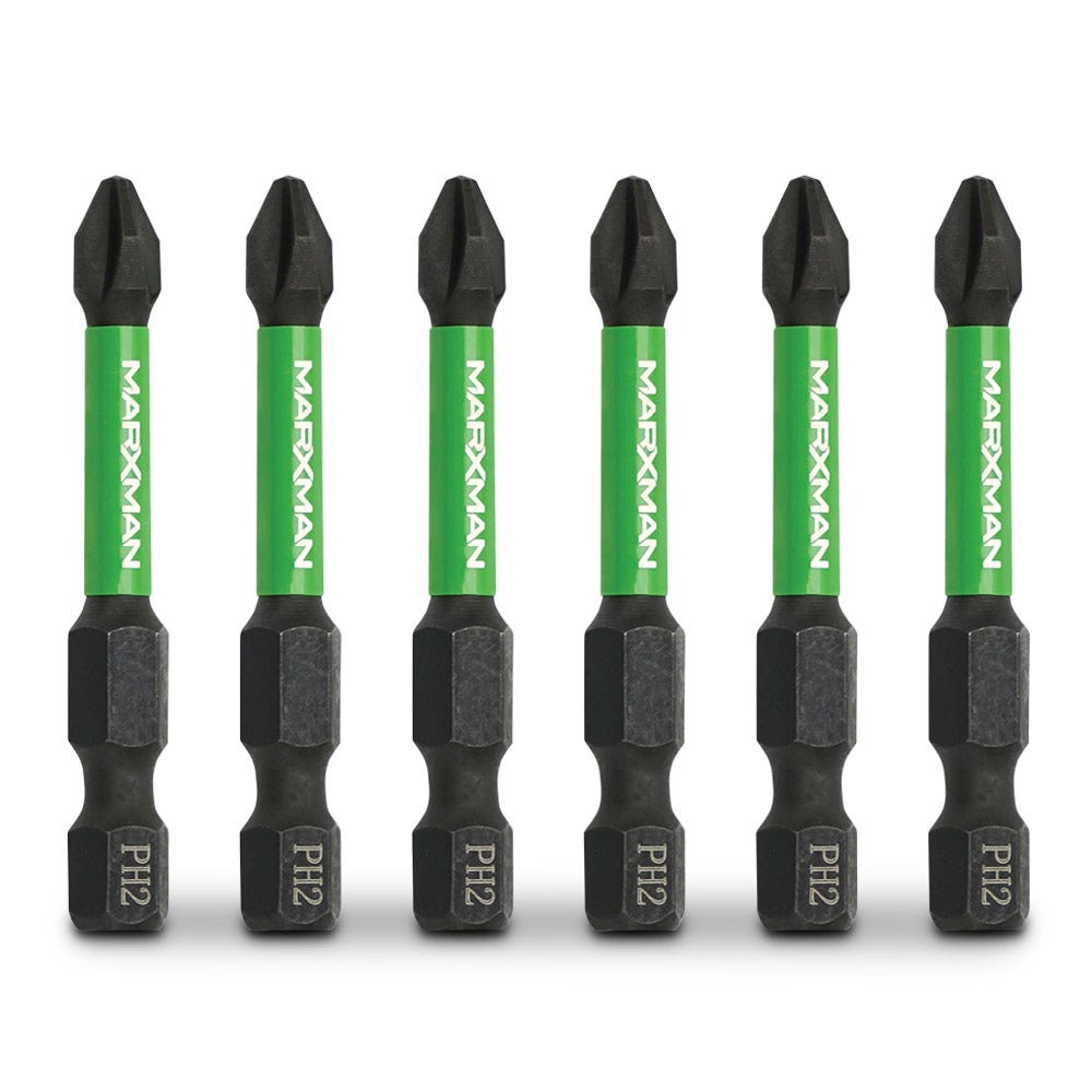 MARXMAN PH2 x 50mm Phillips Impact Screwdriver Bit - 6 Piece MSDBP2506PC