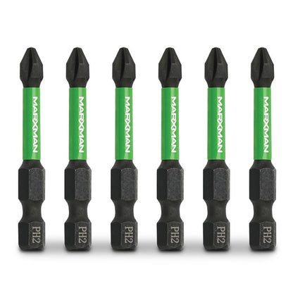 MARXMAN PH2 x 50mm Phillips Impact Screwdriver Bit - 6 Piece MSDBP2506PC