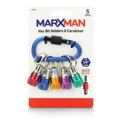MARXMAN Quick-Release Hex Bit Holder w Carabiner 5 Piece MIC5PC