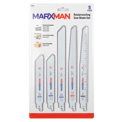 MARXMAN Reciprocating Saw Blade Set For Wood and Metal Cutting 5 Piece MRSBS5PC