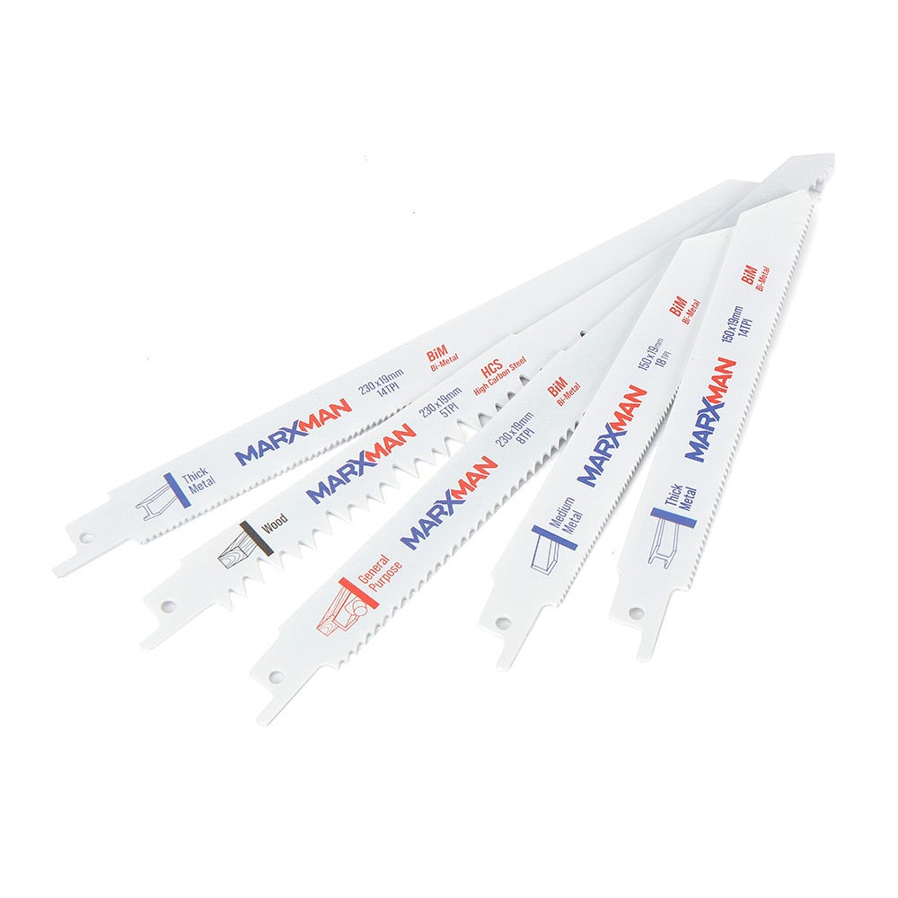 MARXMAN Reciprocating Saw Blade Set For Wood and Metal Cutting 5 Piece MRSBS5PC