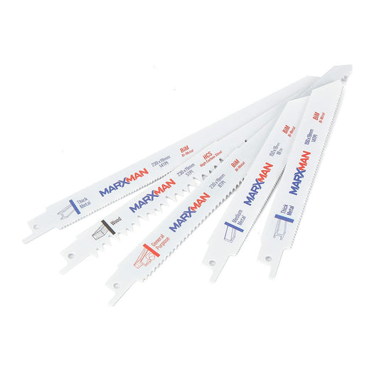 MARXMAN Reciprocating Saw Blade Set For Wood and Metal Cutting 5 Piece MRSBS5PC