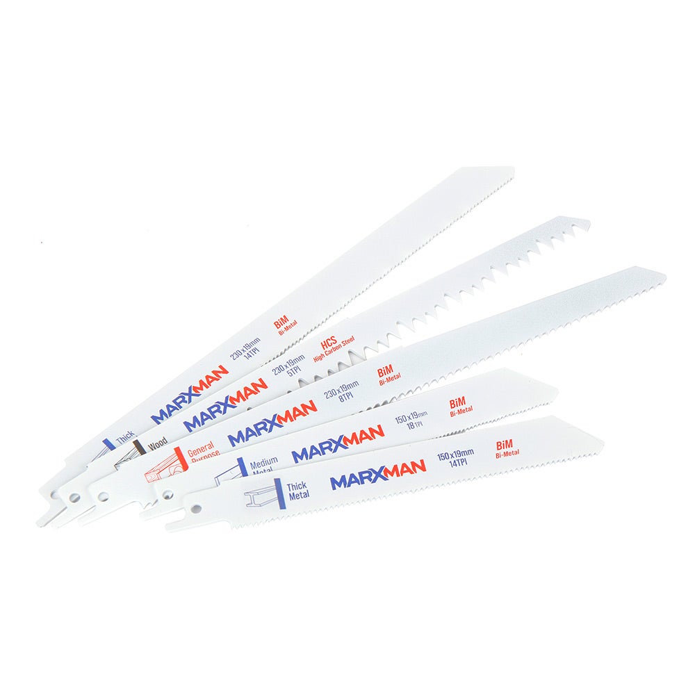MARXMAN Reciprocating Saw Blade Set For Wood and Metal Cutting 5 Piece MRSBS5PC