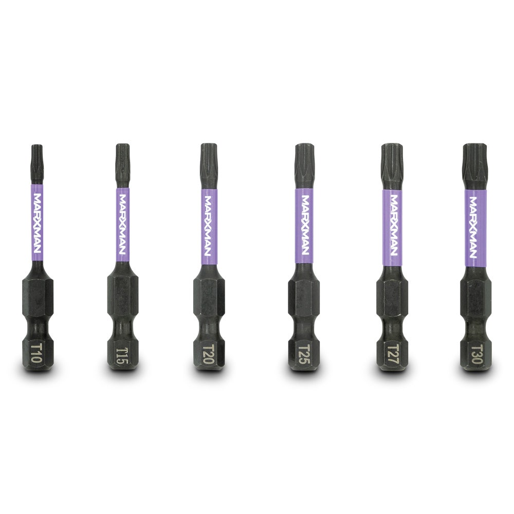 MARXMAN T10-T30x50mm Torx Power Impact Screwdriver Bit - 6 Piece MSDBTM506PC