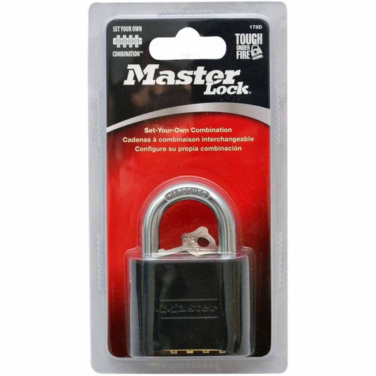 MASTER 51mm Black Zinc Hardened Combination Padlock 178DAU