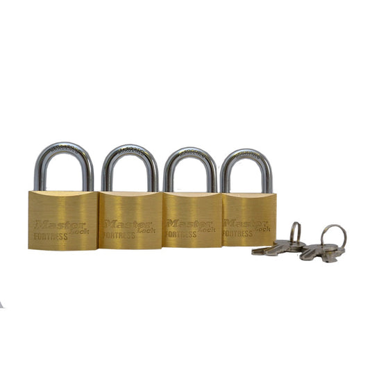 MASTER LOCK 40mm Brass Keyed Alike Padlock - 4 Pack FM1840QAU