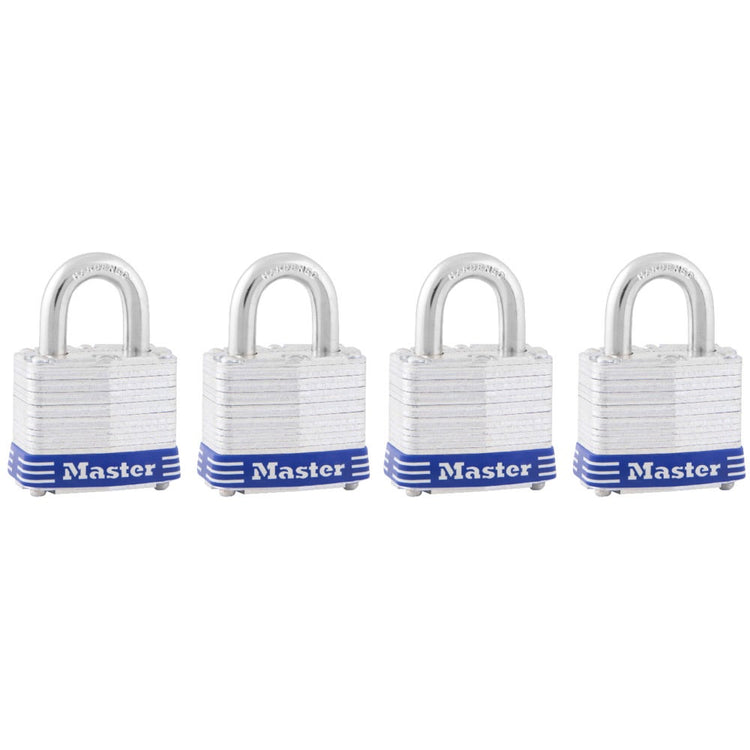 MASTER LOCK 40mm Laminated Steel Keyed Alike Padlock - 4 Pack 3008DAU