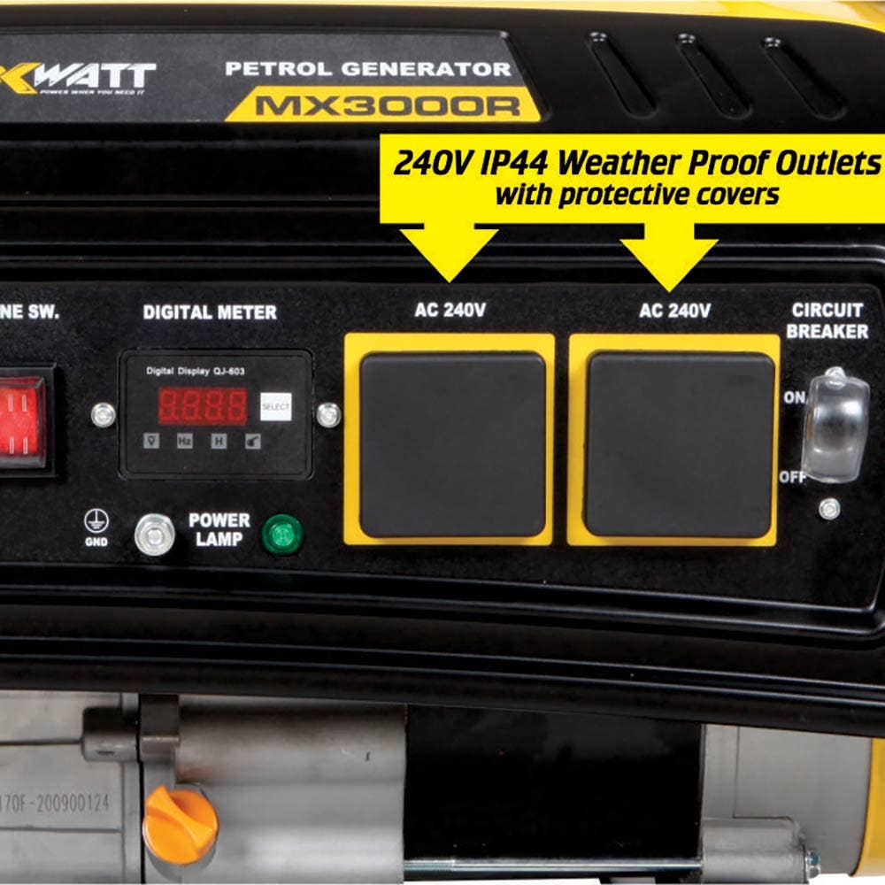MAXWATT 3.5kVA Open Frame Recoil Start Generator MX3000R