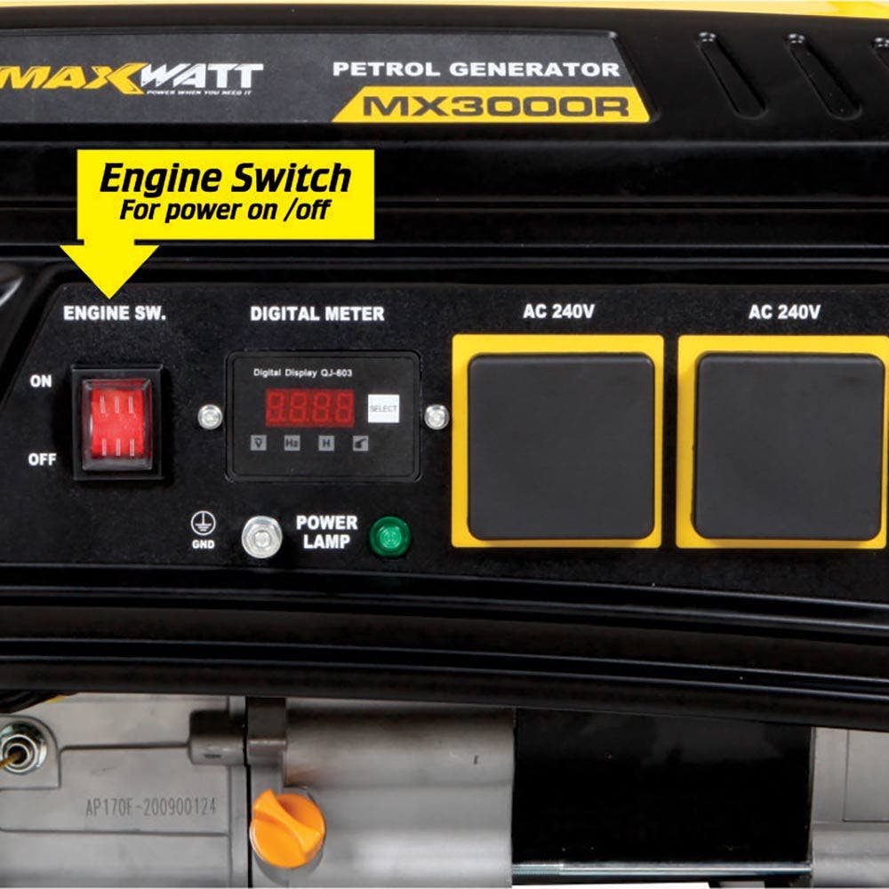 MAXWATT 3.5kVA Open Frame Recoil Start Generator MX3000R