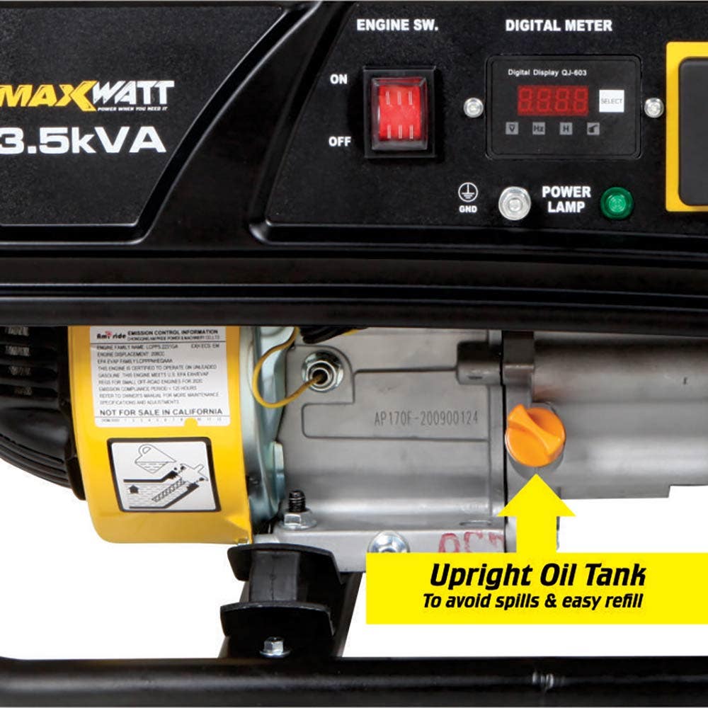 MAXWATT 3.5kVA Open Frame Recoil Start Generator MX3000R