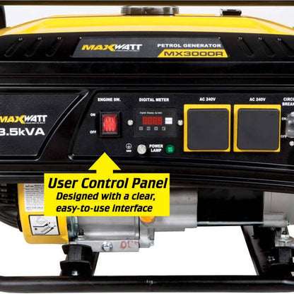 MAXWATT 3.5kVA Open Frame Recoil Start Generator MX3000R