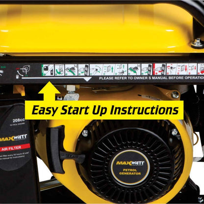 MAXWATT 3.5kVA Open Frame Recoil Start Generator MX3000R