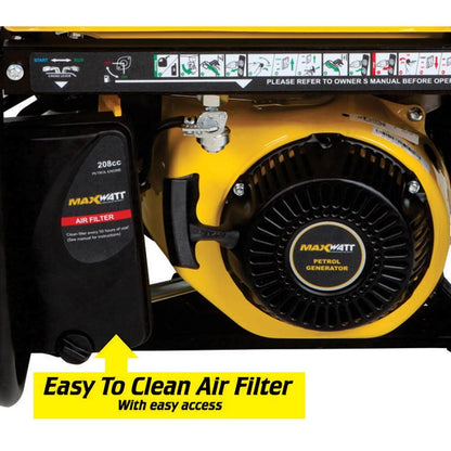 MAXWATT 3.5kVA Open Frame Recoil Start Generator MX3000R